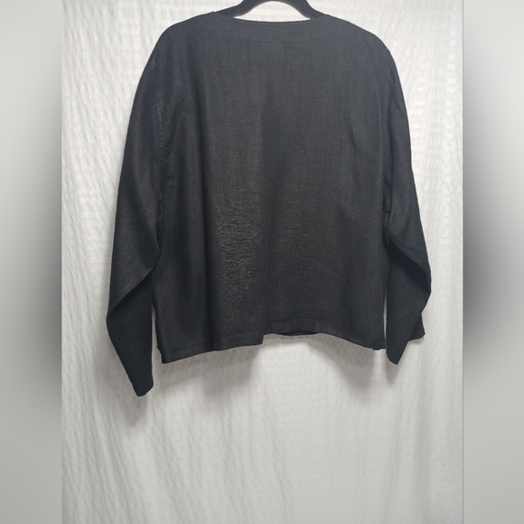 Chicos Design 100% Linen Collarless Long Sleve Button Down Top. Size XL(3) - Picture 2 of 7